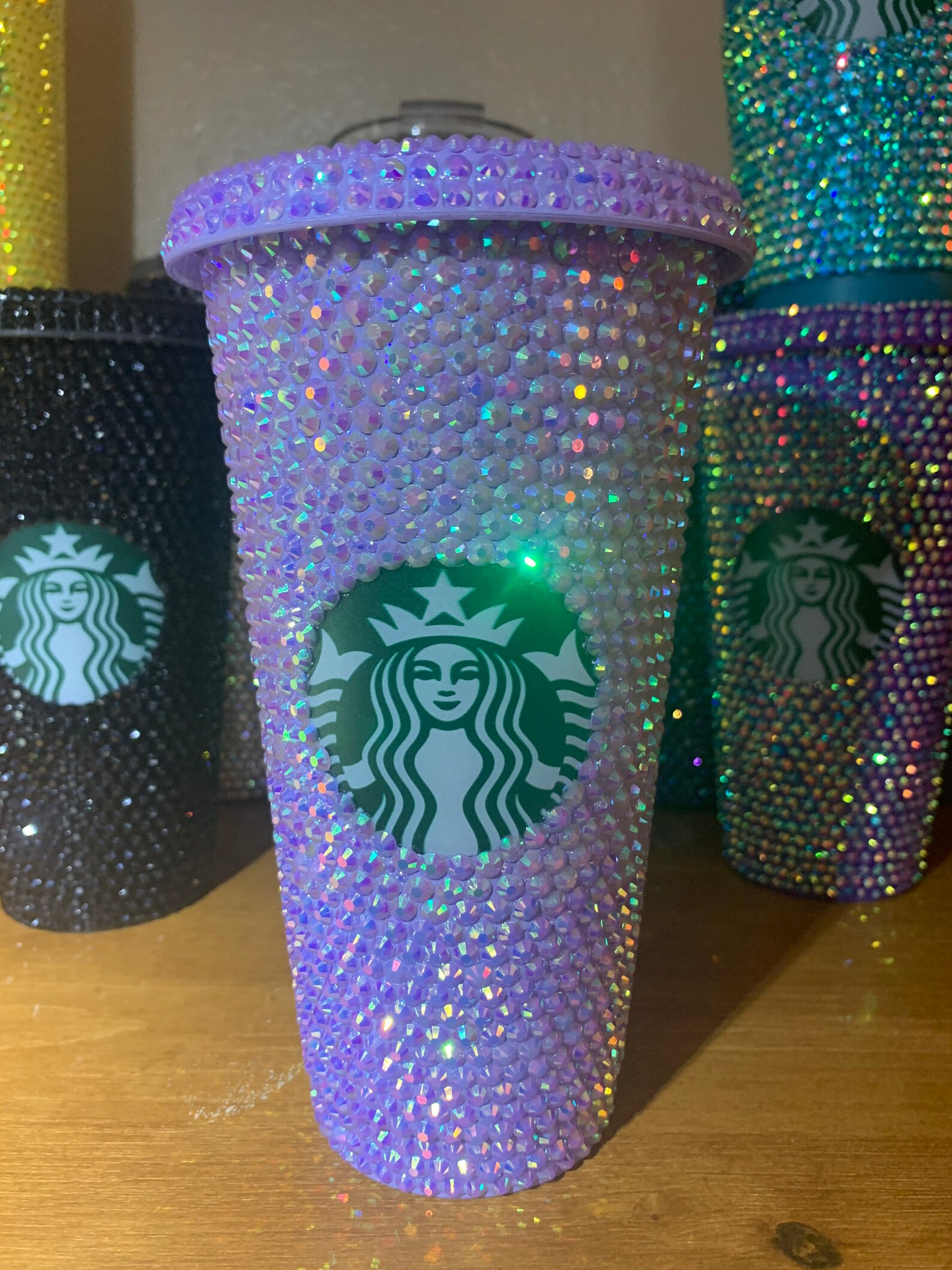 Light Purple AB Rhinestone Starbucks Reuseable 24 Oz Cold Cup Etsy