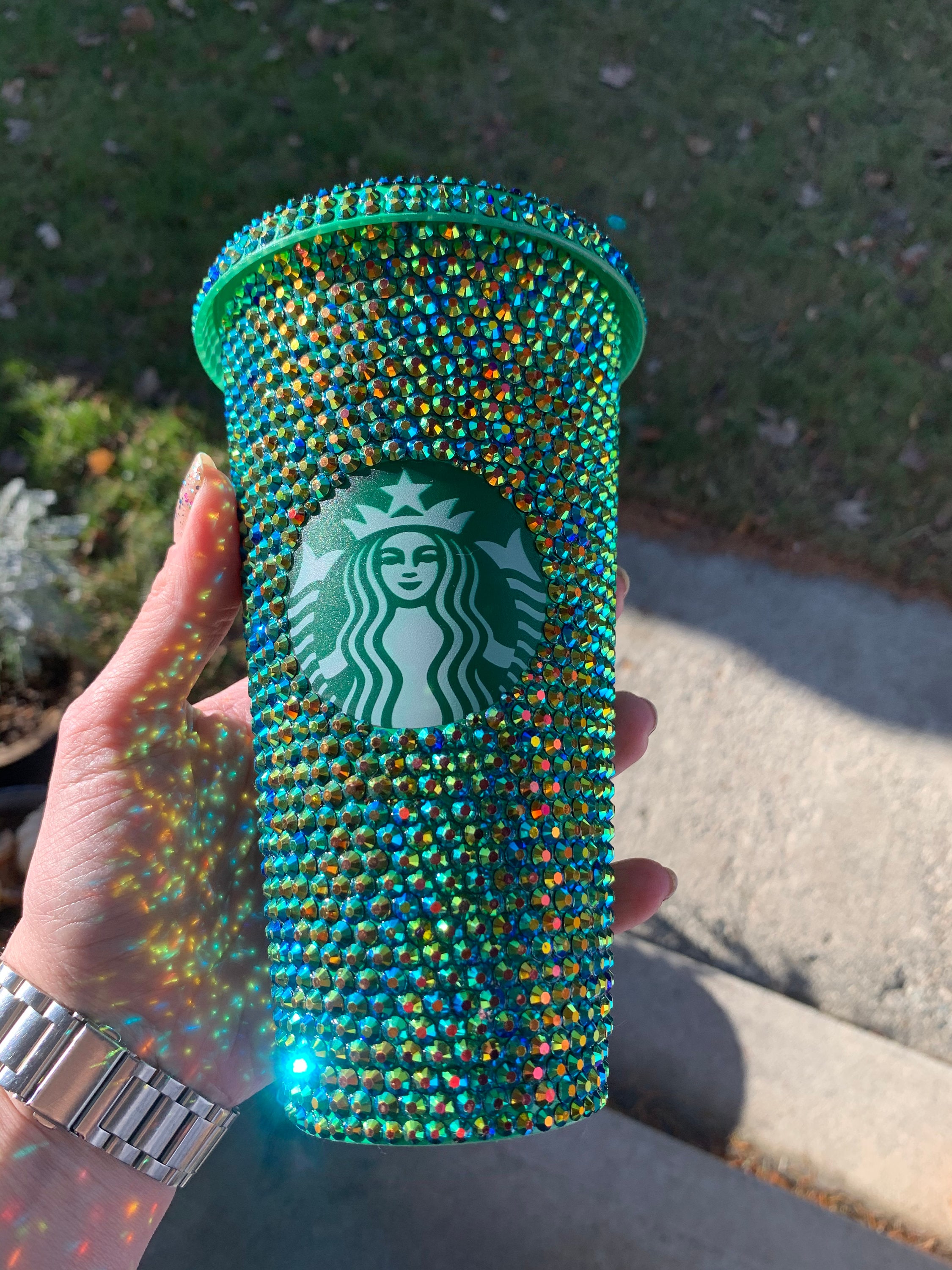 Starbucks Reusable Cold Cup Tumbler with Emerald Green Crystals