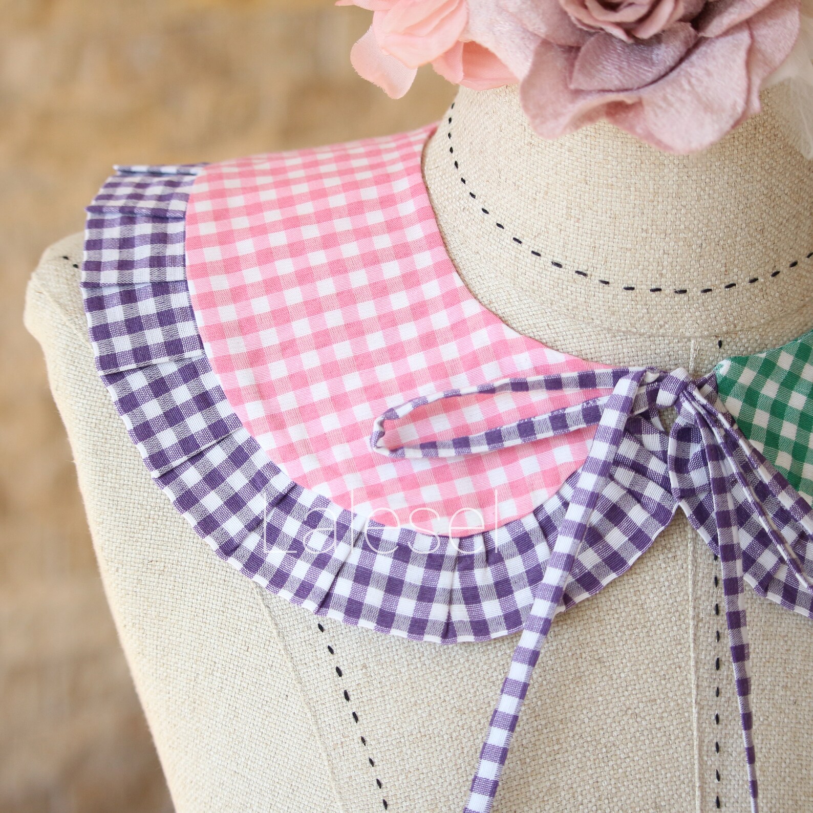 Plaid Patterned Collar Small Square Pattern Ruffle Collar Etsy UK