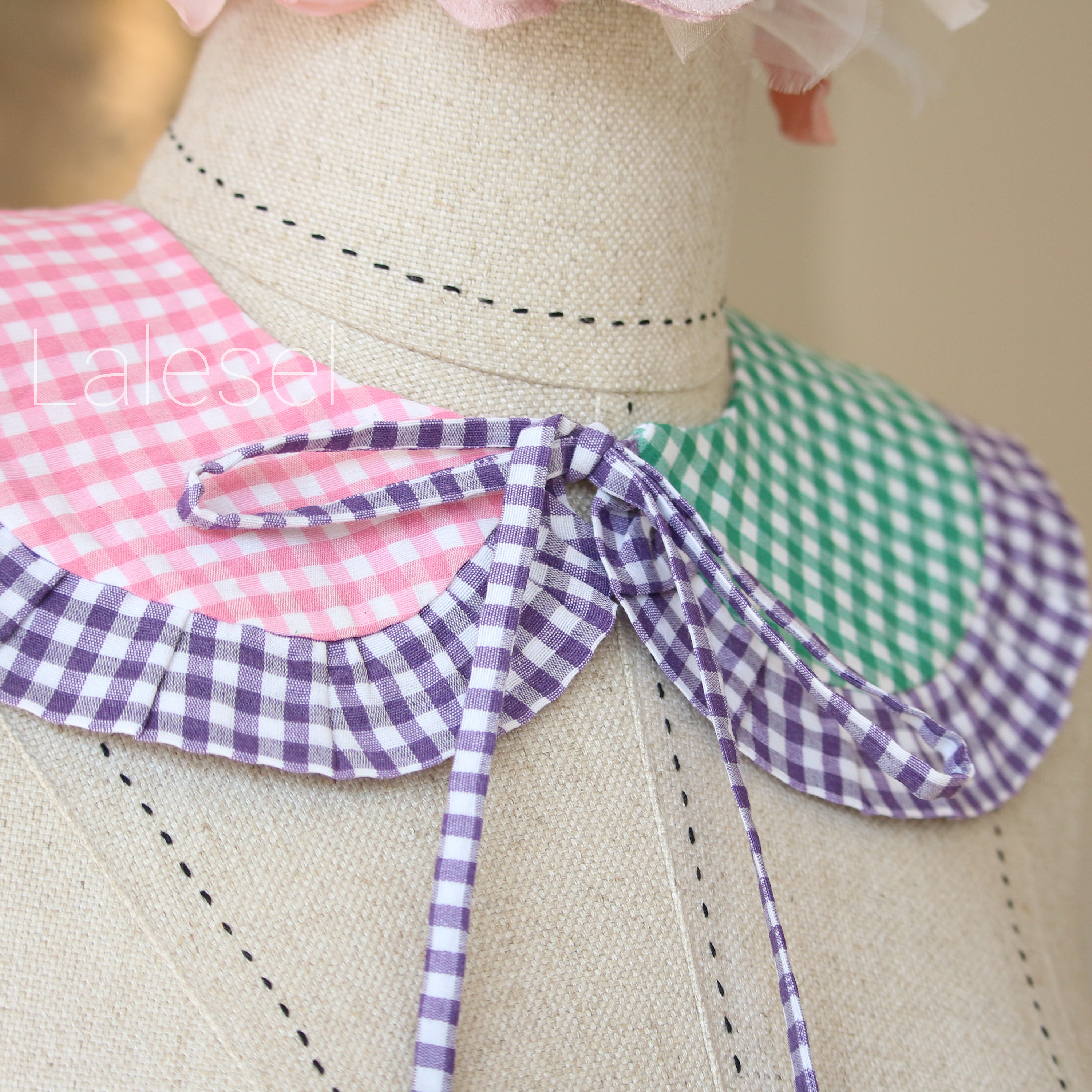 Plaid Patterned Collar Small Square Pattern Ruffle Collar Etsy UK