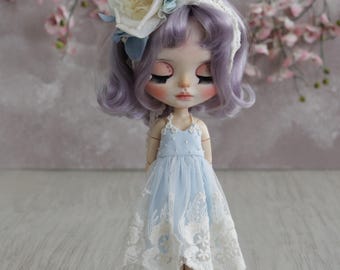 Spring dress and headband outfit set for Blythe.