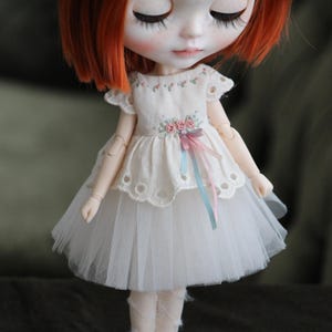 Romantic dress for Blythe, flower rose embroidery Blythe dress, antique blythe Dress , blythe tutu, blythe embroidery dress, Blythe doll