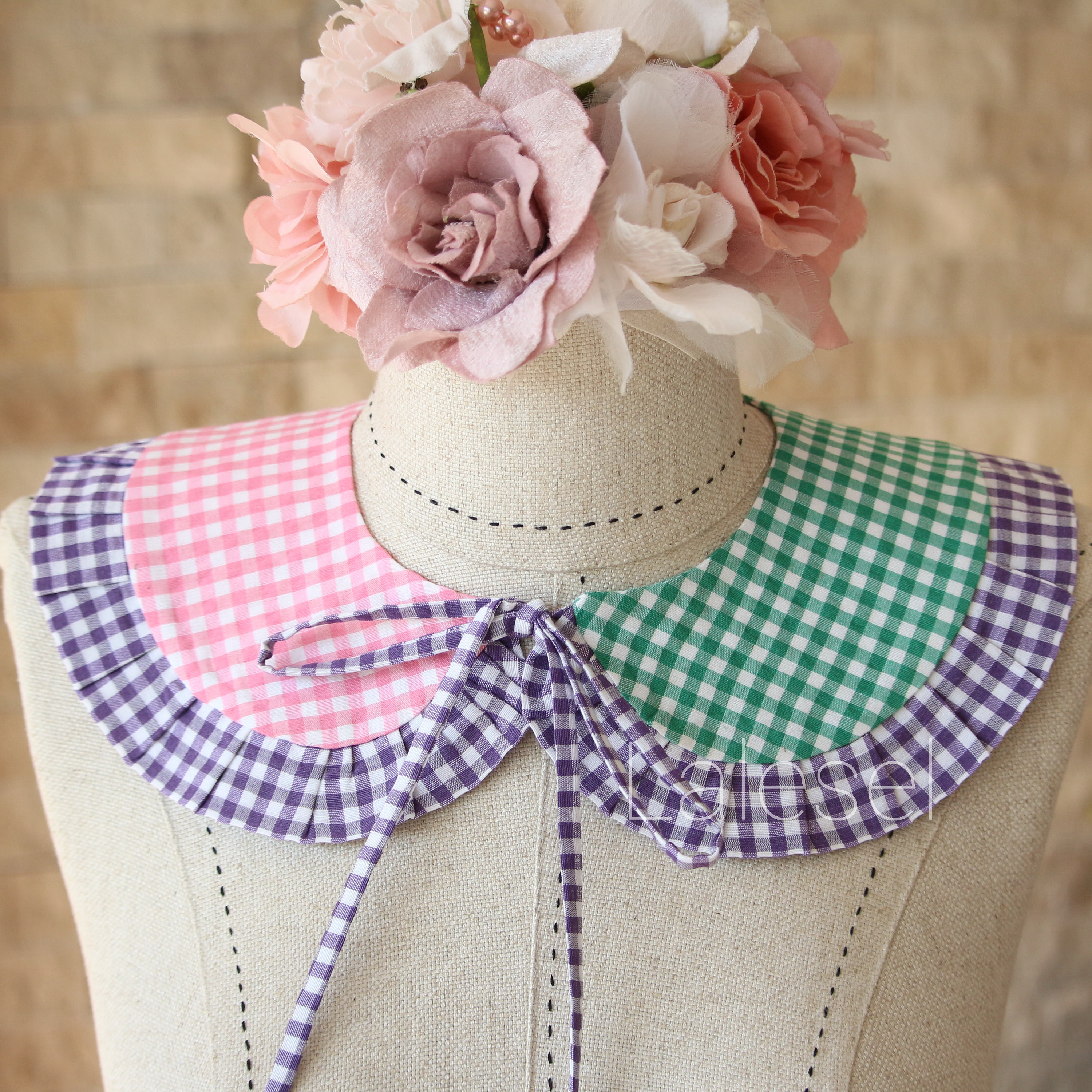 Plaid patterned collar small square pattern ruffle collar Etsy