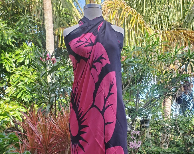 Hibiscus Sarong: Tropical Rayon Beach Wrap, Cruise Cover-Up