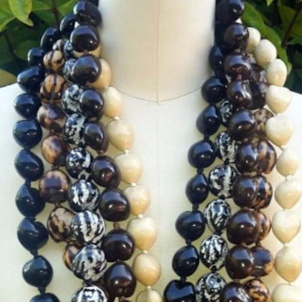 32" Kukui Nut Lei Necklace Hawaiian Wedding Luau Graduation – Basic Colors