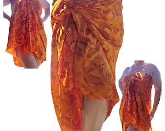 Pretty Plus Size Floral Sarong Pareo Luau Cruise Wrap Cover Up Dress 84" x 46" inches