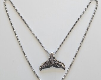 Tribal Whale Tail Stainless Steel 23 Inch Nacklace