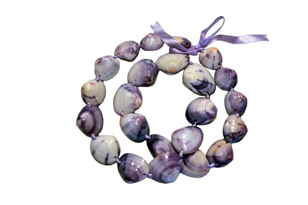 Purple White Clam Shell Hawaiian Lei - Etsy