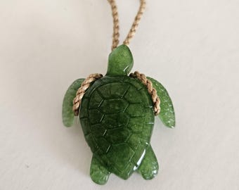 Jade Turtle Honu Rasta Style Adjustable Necklace