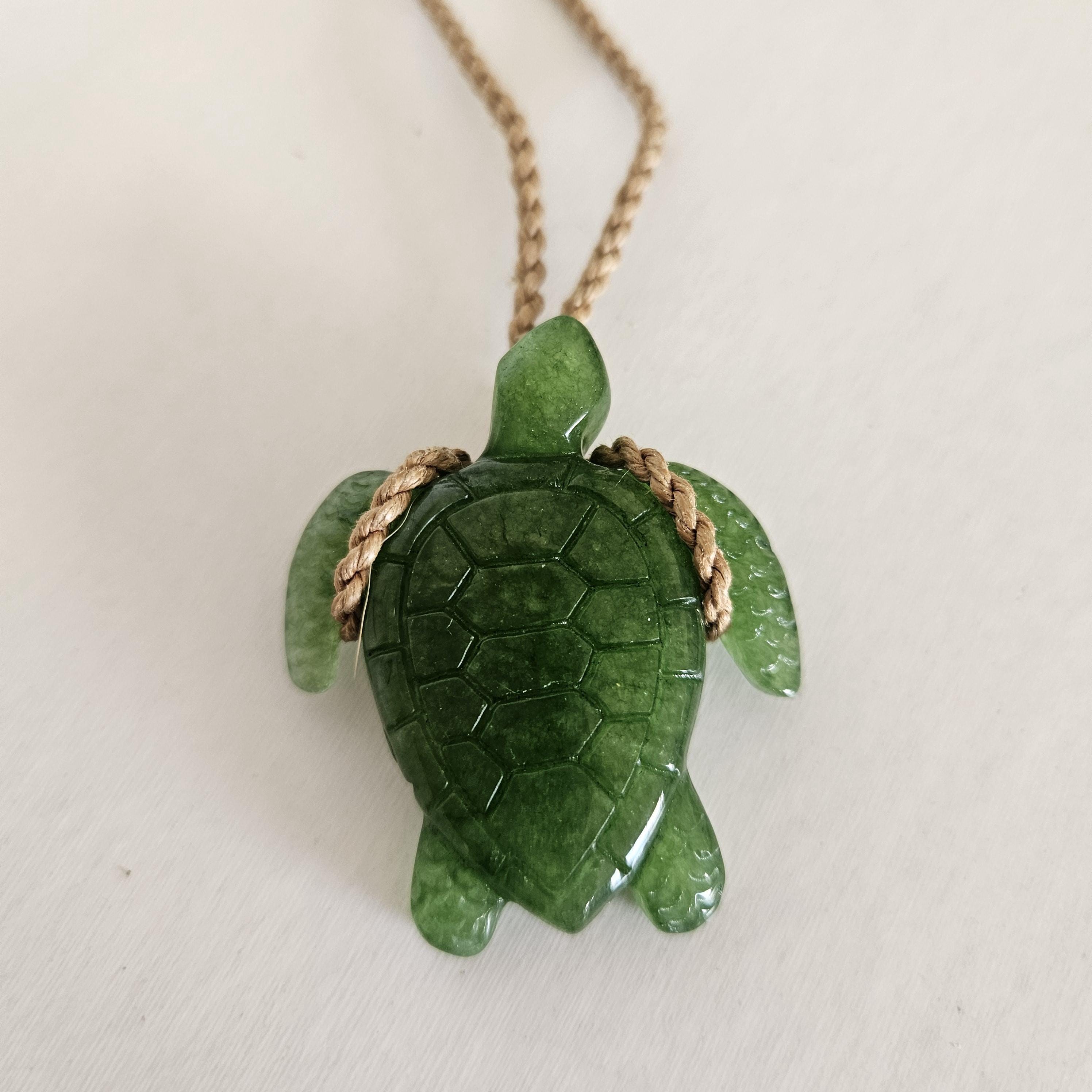 Jade Turtle Honu Rasta Style Adjustable Necklace