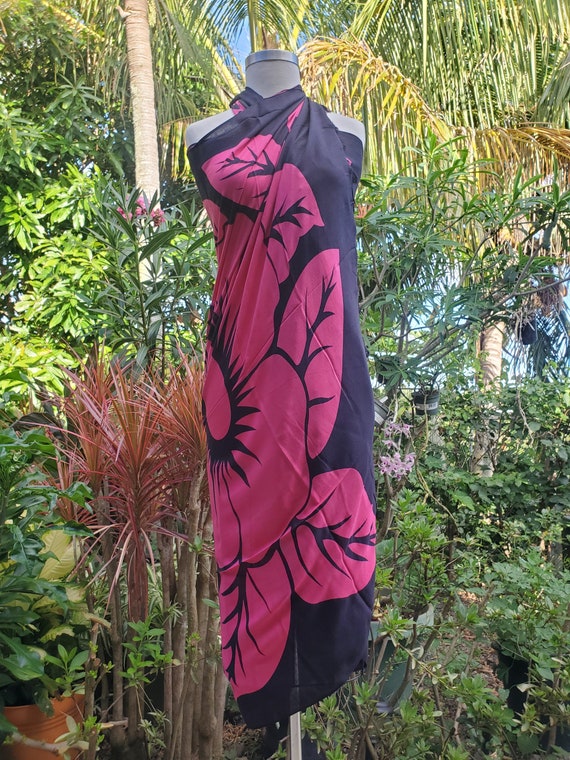 Hibiscus Sarong: Tropical Rayon Beach Wrap, Cruise Cover-Up