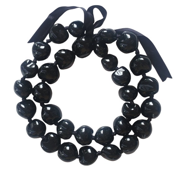 BOCAR 2-Layer Chunky Beaded Statement Necklace - Resin, Glass & Wood, 17.5"/20" Length, Gift Boxed