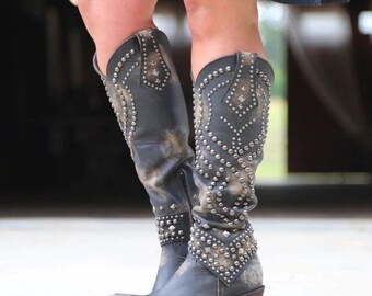 leather gray boots