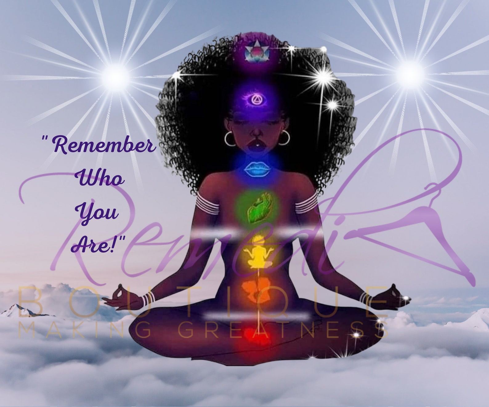 Afro Woman Beauty 7 Chakras Remember Who You Are SVG JPG PNG | Etsy