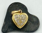 Vintage Italian 18ct gold and diamonds gorgeous puffed heart pendant Italian gold from Vicenza c1980s hand made