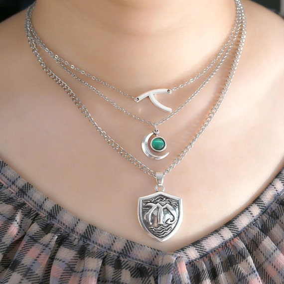 Hope Mikaelson Necklace Trio Necklace Wishbone Mikaelson Crest Etsy