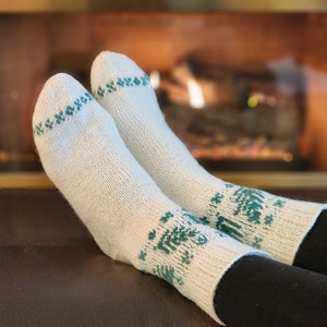 FORREST WALK,  HandKnit wool socks, Handmade gift, Stylish present, for Her