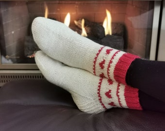BE MY VALENTINE, Wool Socks, Hand Knit Socks, Healing Socks, Handmade Gift
