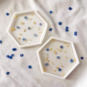 Forget-Me-Nots Hexagon Coaster (single)