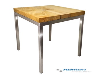 Side table, Stool, stainless steel, wood