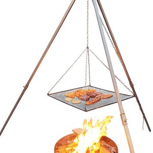 Stainless steel tripod for campfire & grill | optionally with grill grate | handmade in Germany | stainless steel tripod campfire cooking