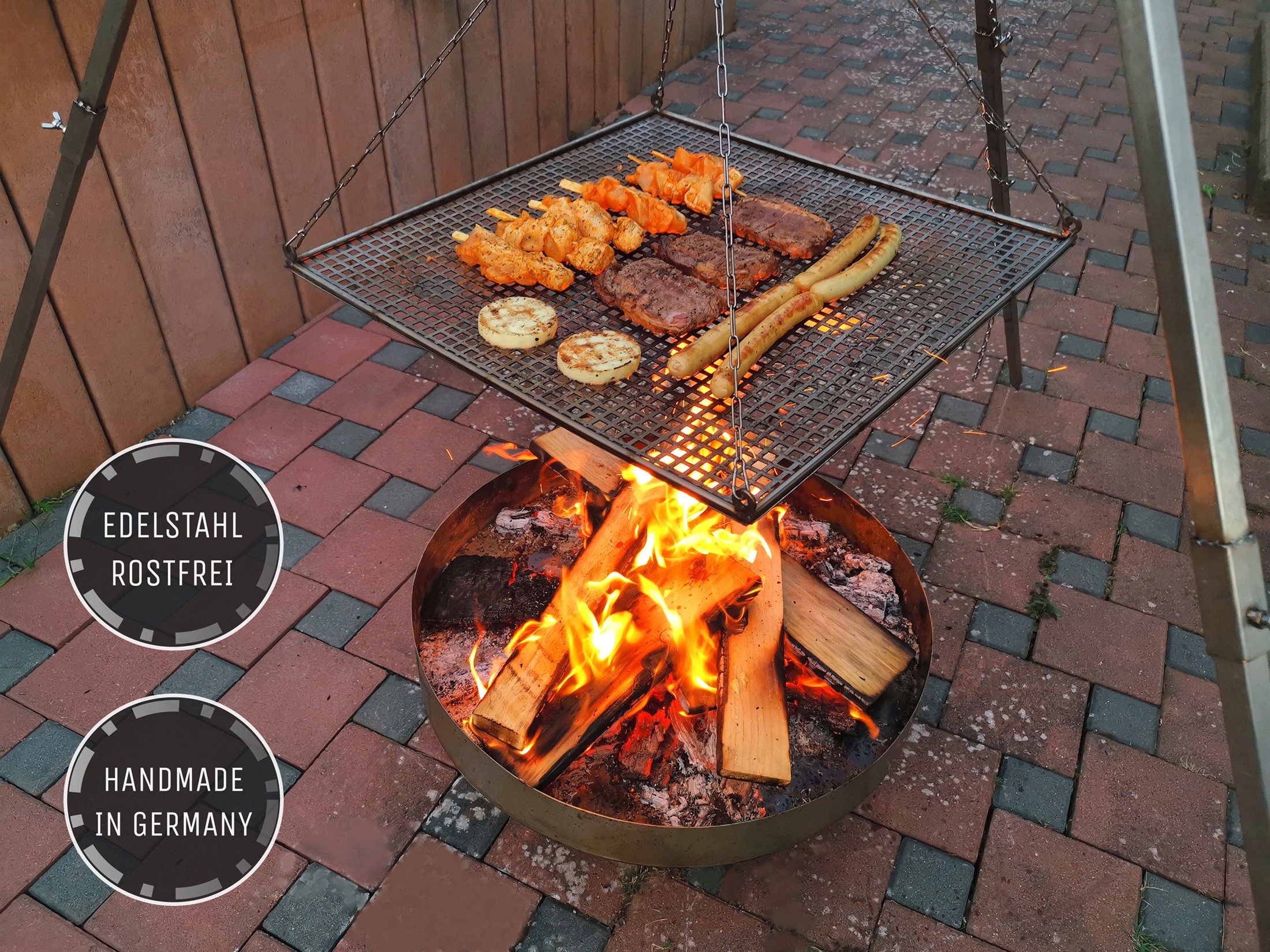 Filles de foyer pour barbecue en plein air, trépied, ensemble de support de  pot, gril réglable