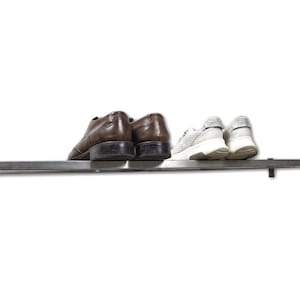 Modern hanging shoe rack made of stainless steel | handmade in Germany | stainless steel wall-mounted shoe rack | minimalist floating shoe shelf