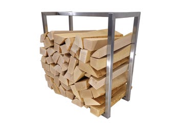 Luxury firewood storage made of stainless steel | handmade in Germany | Firewood holder, wood carrier, firewood stand, wood storage