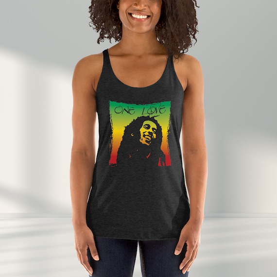 Racerback Tank Top One Love Bob Marley Yoga Tank Top Women's Summer Shirt  Ladies Tank Top Trendy Music Graphic Tee Sleeveless 