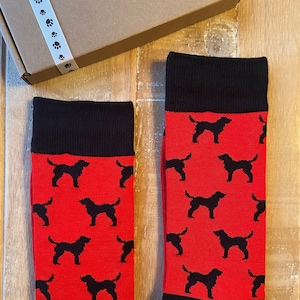 Labrador Socks - Men's Bamboo Socks - Dog Socks - Red Black Socks