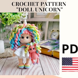 Amigurumi pattern crochet doll unicorn / crochet pattern handmade unicorn doll