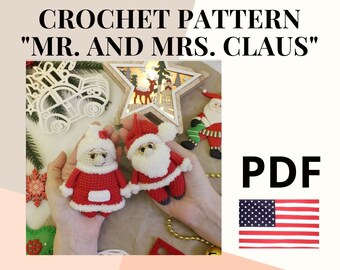 Patrón amigurumi Papá Noel y Señora Claus / patrón de ganchillo muñeca hecha a mano / juguetes de ganchillo regalos de Navidad / muñeca amigurumi divertida de Navidad