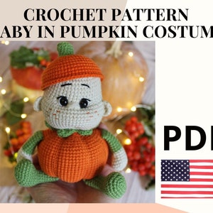Halloween crochet pumpkin pattern /amigurumi pattern halloween decor / amigurumi doll halloween pumpkin / diy halloween pumpkin decor