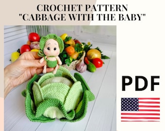 Crochet pattern cabbage with the baby / amigurumi pattern crochet montessori toy