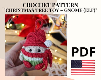 Crochet pattern Christmas tree toy gnome / amigurumi pattern Christmas decoration