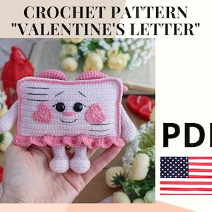 Patrón amigurumi crochet letra / sobre carta san valentín crochet / patrón crochet fácil para principiantes