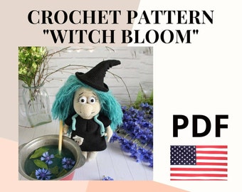 Sorcière au crochet motif amigurumi / motif sorcière au crochet déco / décoration halloween téléchargement immédiat / modèle pdf de poupée au crochet