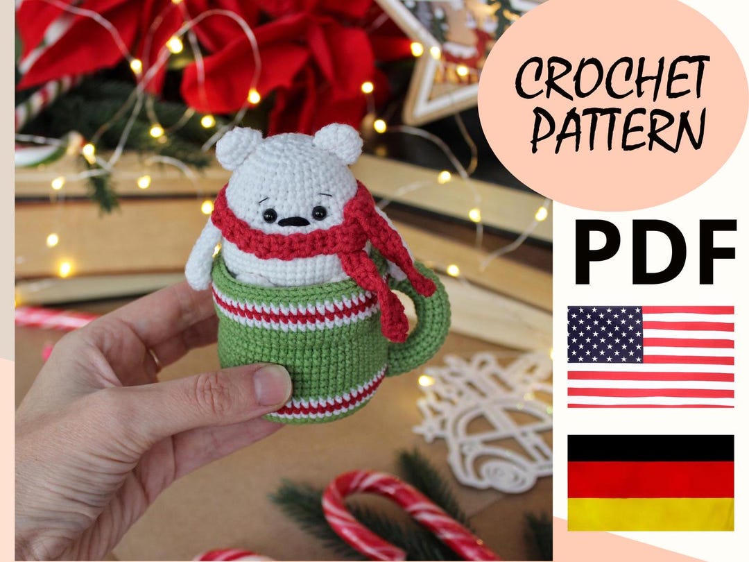 Crochet Pattern Christmas Polar Bear / Amigurumi Pattern Christmas ...