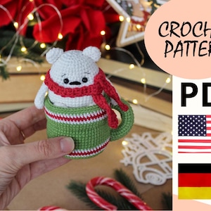Crochet pattern Christmas polar bear / amigurumi pattern Christmas decoration / crochet animals Christmas ornaments