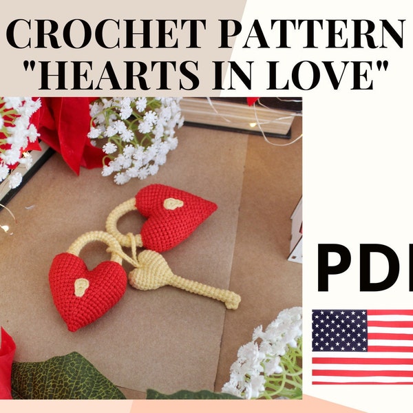 Amigurumi pattern crochet hearts in love / crochet toys for valentines day