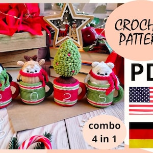 COMBO 4 in 1 / Amigurumi pattern crochet Christmas decoration 2023 / crochet pattern Christmas amigurumi