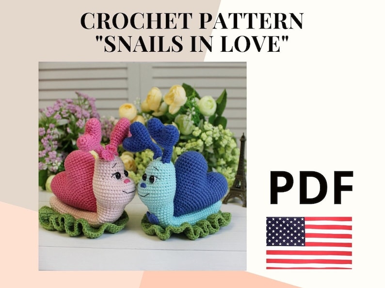 Crochet amigurumi pattern snail / snail crochet pattern funny gift / crochet stuffed animal pattern image 1