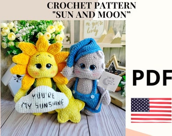 Сrochet pattern handmade doll crochet sun moon / amigurumi pattern art doll handmade sun moon