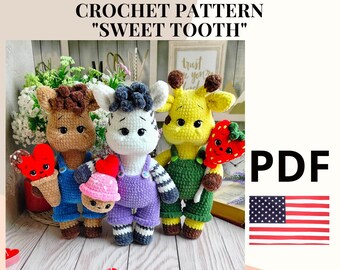 Amigurumi patroon gehaakte giraffe zebra alpaca / haakpatroon amigurumi knuffels