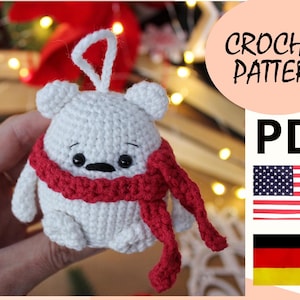 Crochet pattern Christmas tree toy polar bear / amigurumi pattern Christmas decoration