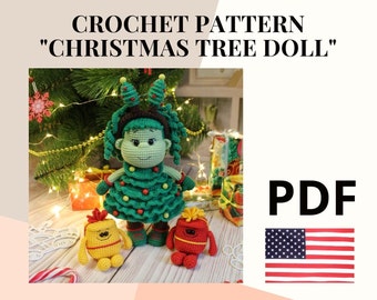 Crochet pattern Christmas tree amigurumi doll / stuffed Christmas doll / handmade doll winter decor