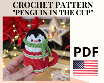 Amigurumi pattern crochet Christmas penguin / amigurumi pattern crochet Christmas animals / crochet winter decor