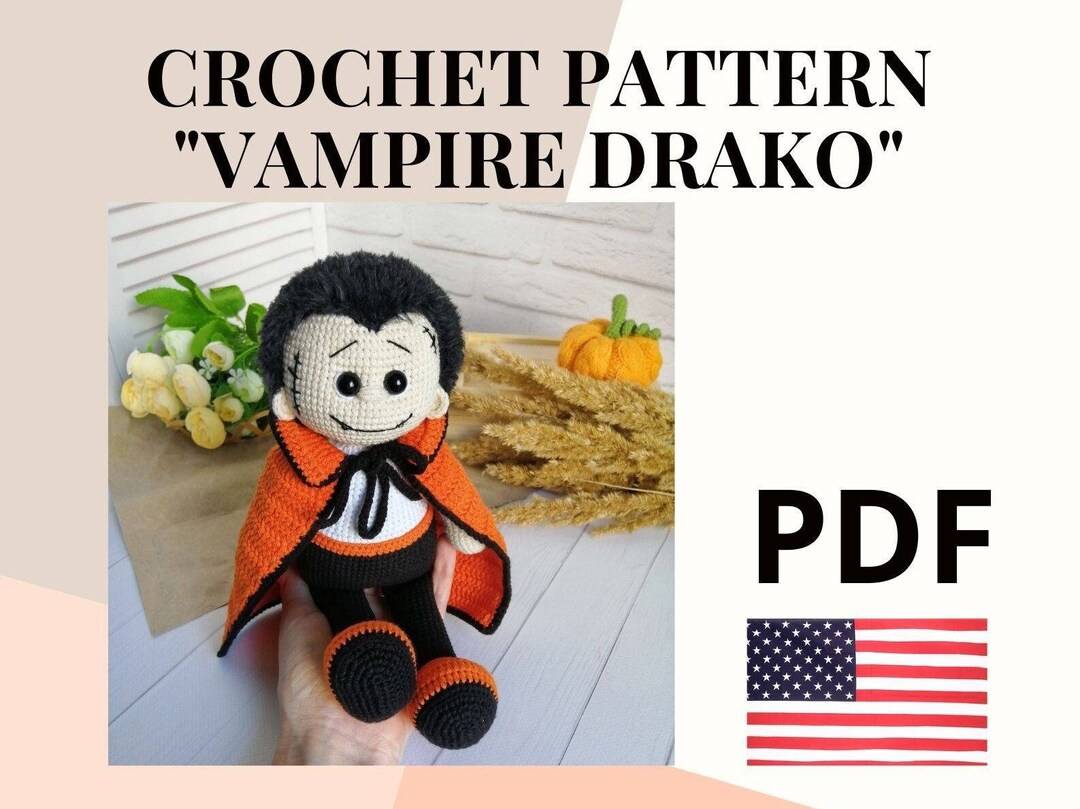 Vampire Weekend Croakerman Pattern Halloween Crochet Pattern Vampire Miniature / Amigurumi Pattern ...