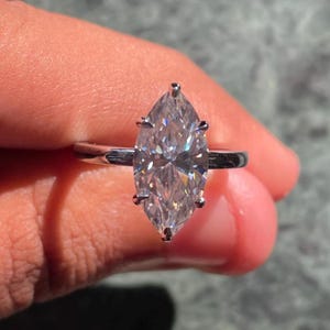 4.00 CT Marquise Cut Moissanite Engagement Ring, Celebrity Style Marquise Ring, Hidden Halo Wedding Ring, 6 Prong Ring, Big Diamond Ring