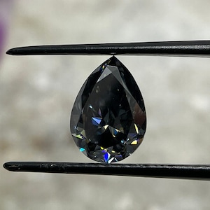 Dark Grey Pear Cut Loose Moissanite Gemstone. Fancy Color Moissanite Loose for Jewelry Making. Pear Cut Loose Diamond for Anniversary Gift